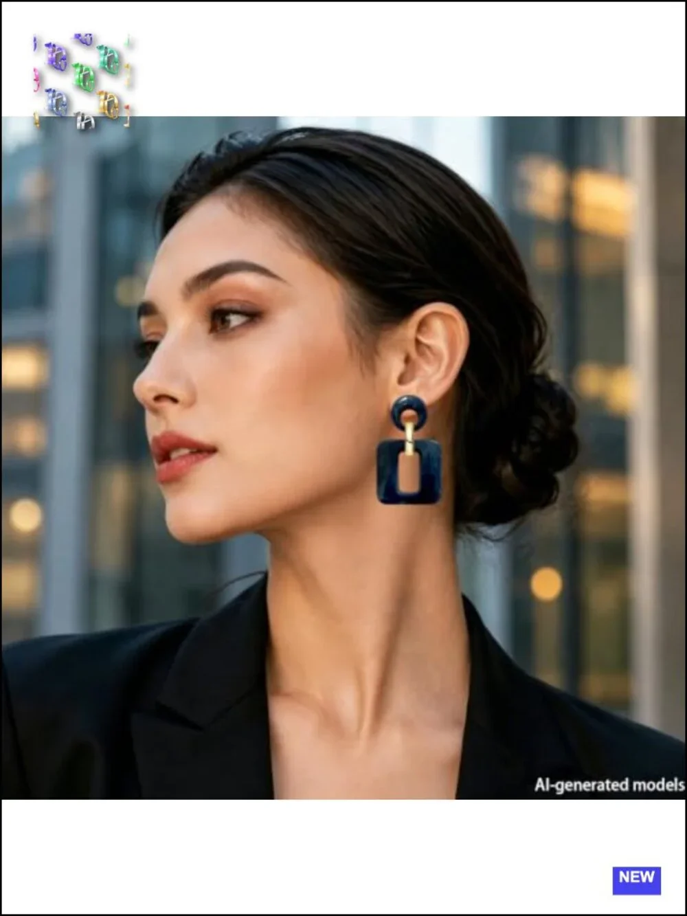 Acrylic Geometric Two-Tier Dangle Drop Earrings Chunky Statement Jewelry for